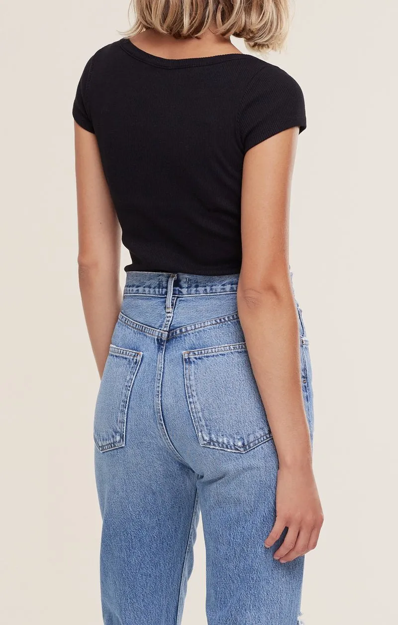 Agolde - 90's Scoop Neck Rib Tee - Black sold by Jessie Boutique product image thumbnail 3