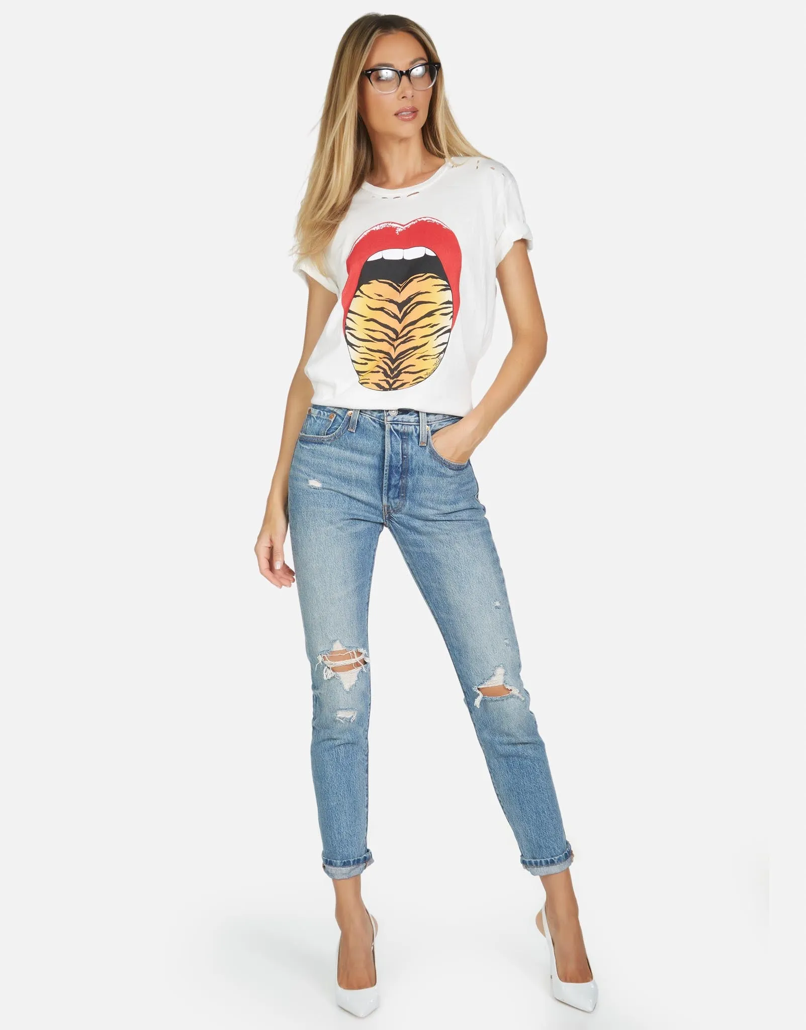 Lauren Moshi - Wolf Tiger Tongue Tee - Milk sold by Jessie Boutique product image thumbnail 3