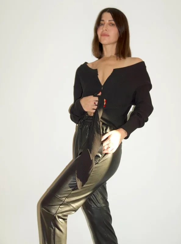 LNA - Mica Tie Cardigan - Black sold by Jessie Boutique