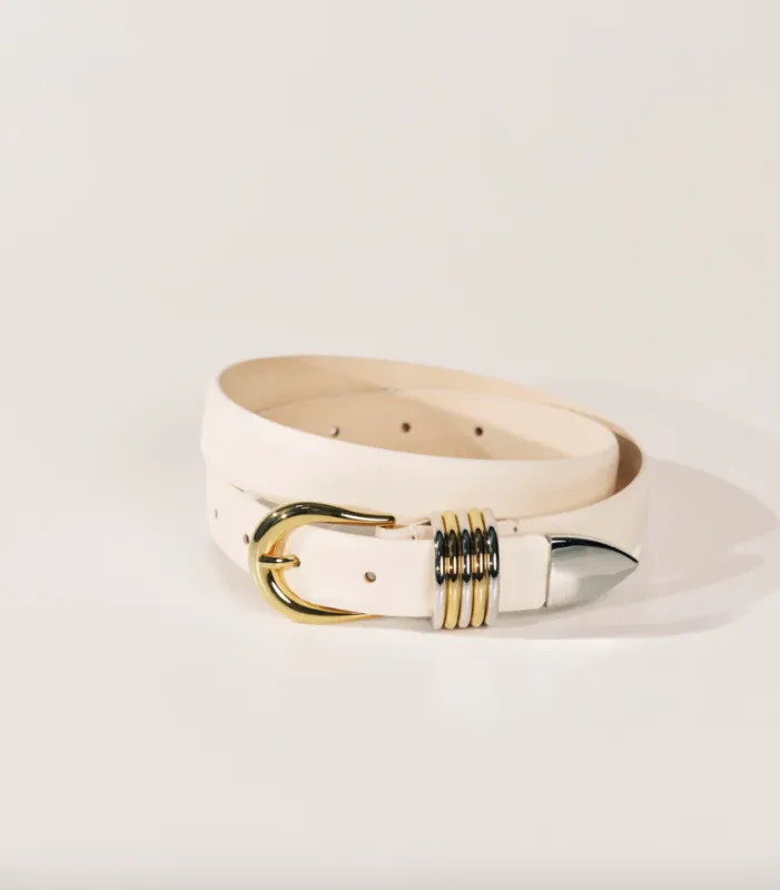 Déhanche - Hollyhock Mixed Metal Belt - Ivory/Silver/Gold sold by Jessie Boutique