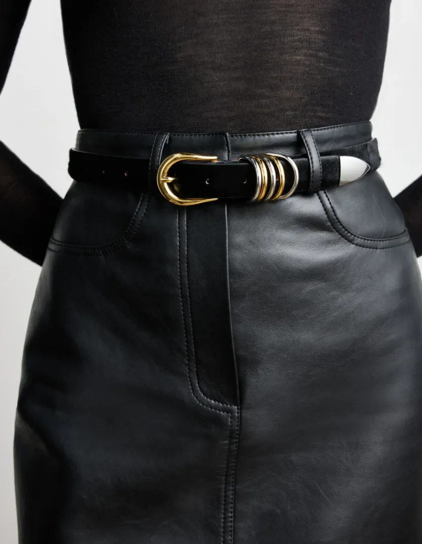 Déhanche - Hollyhock Mixed Metal Belt - Black/Silver/Gold sold by Jessie Boutique product image thumbnail 2