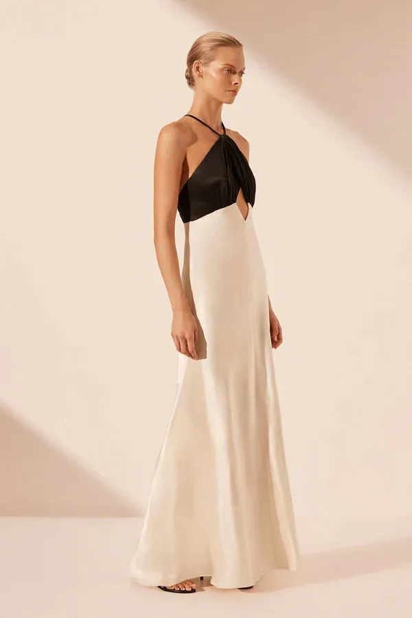 Shona Joy - Lino Cross Back Halter Maxi Dress - Cream/Black sold by Jessie Boutique product image thumbnail 3