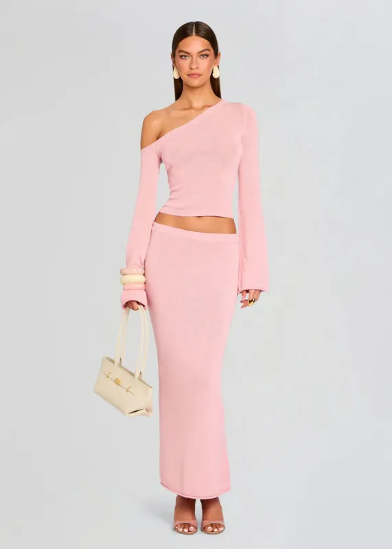SER.O.YA - Kora Knit Maxi Skirt - Coral Blush sold by Jessie Boutique