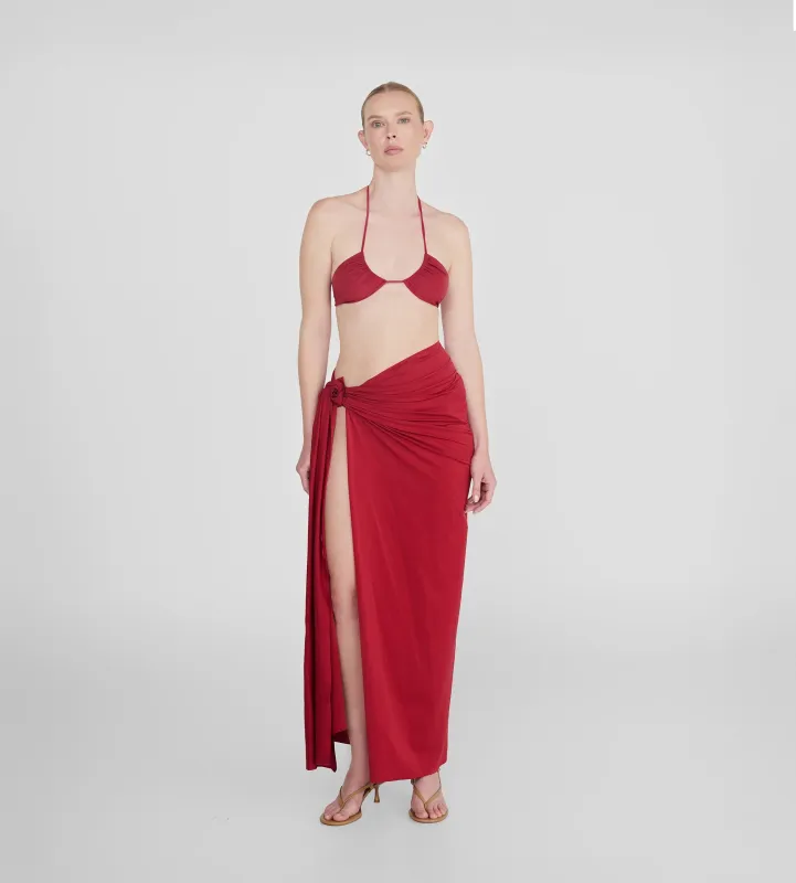 Maygel Coronel - Capella Pareo Skirt - Carmesi sold by Jessie Boutique