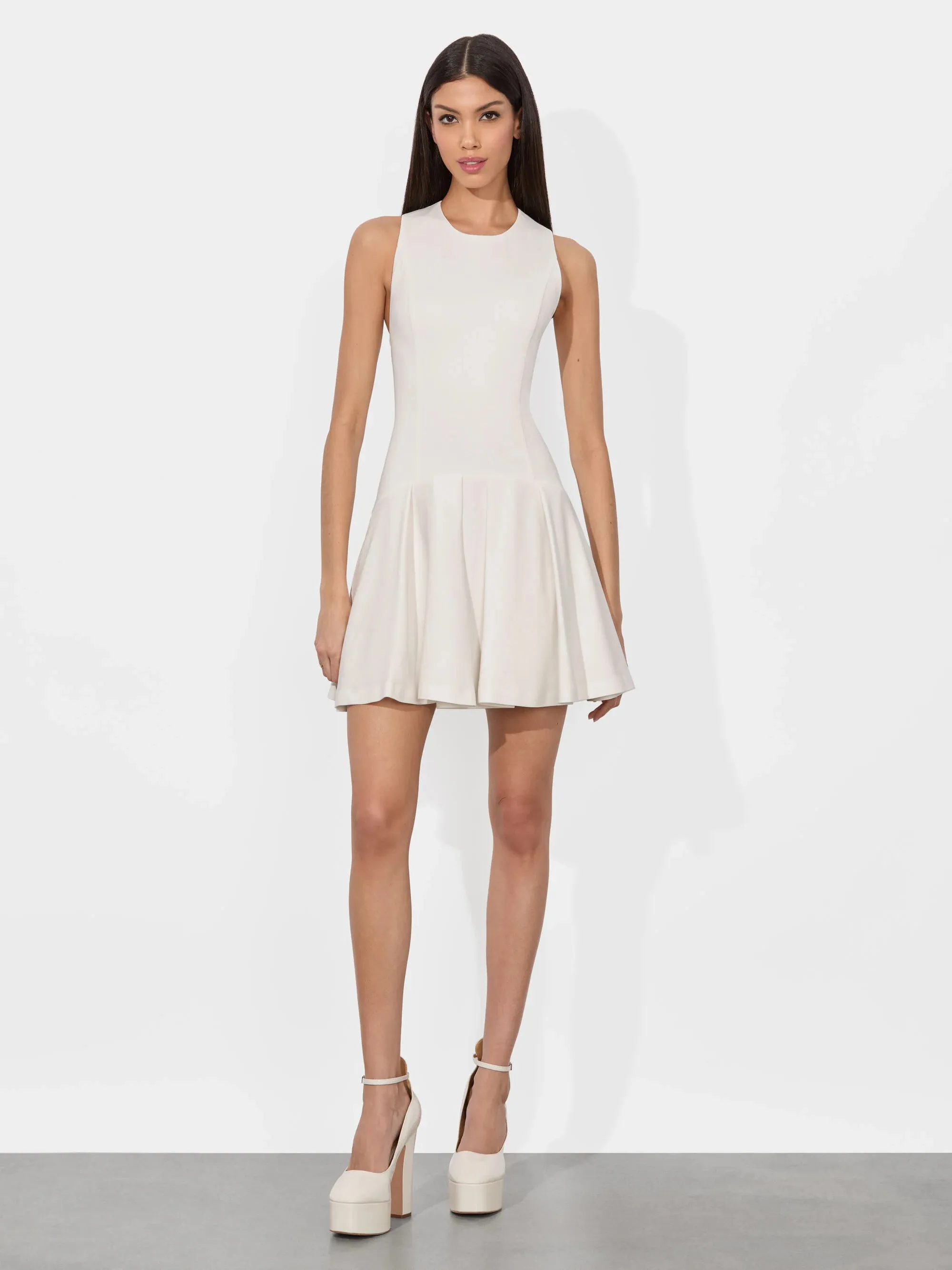 Alice + Olivia - Adley Drop Waist Mini Dress - Off White sold by Jessie Boutique