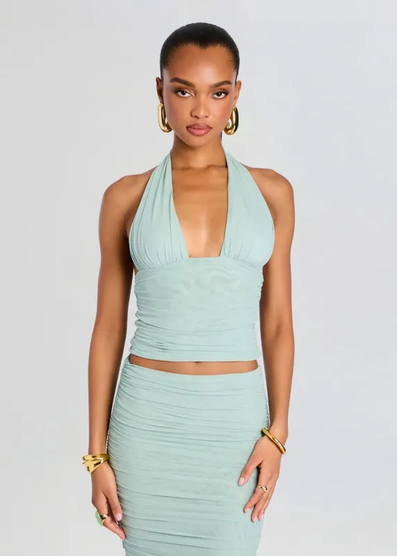 SER.O.YA - Bimini Mesh Halter Top - Frosted Sea sold by Jessie Boutique