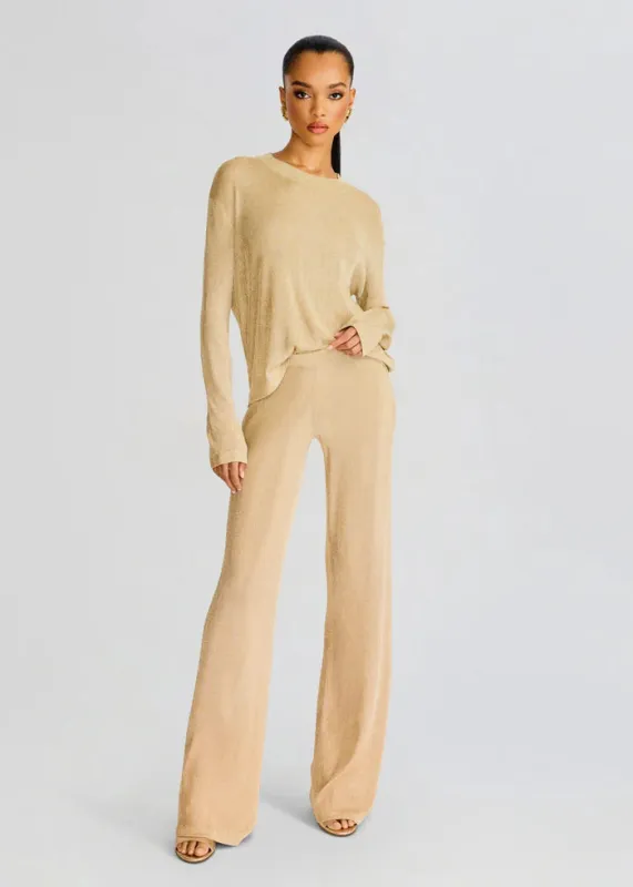SER.O.YA - Sheldon Metallic Knit Pant - Gold sold by Jessie Boutique