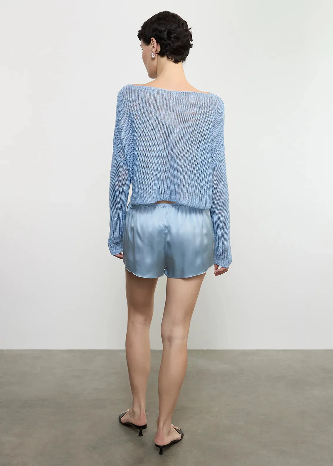 Enza Costa - Linen Open Knit Bateau Sweater - Sky sold by Jessie Boutique product image thumbnail 3