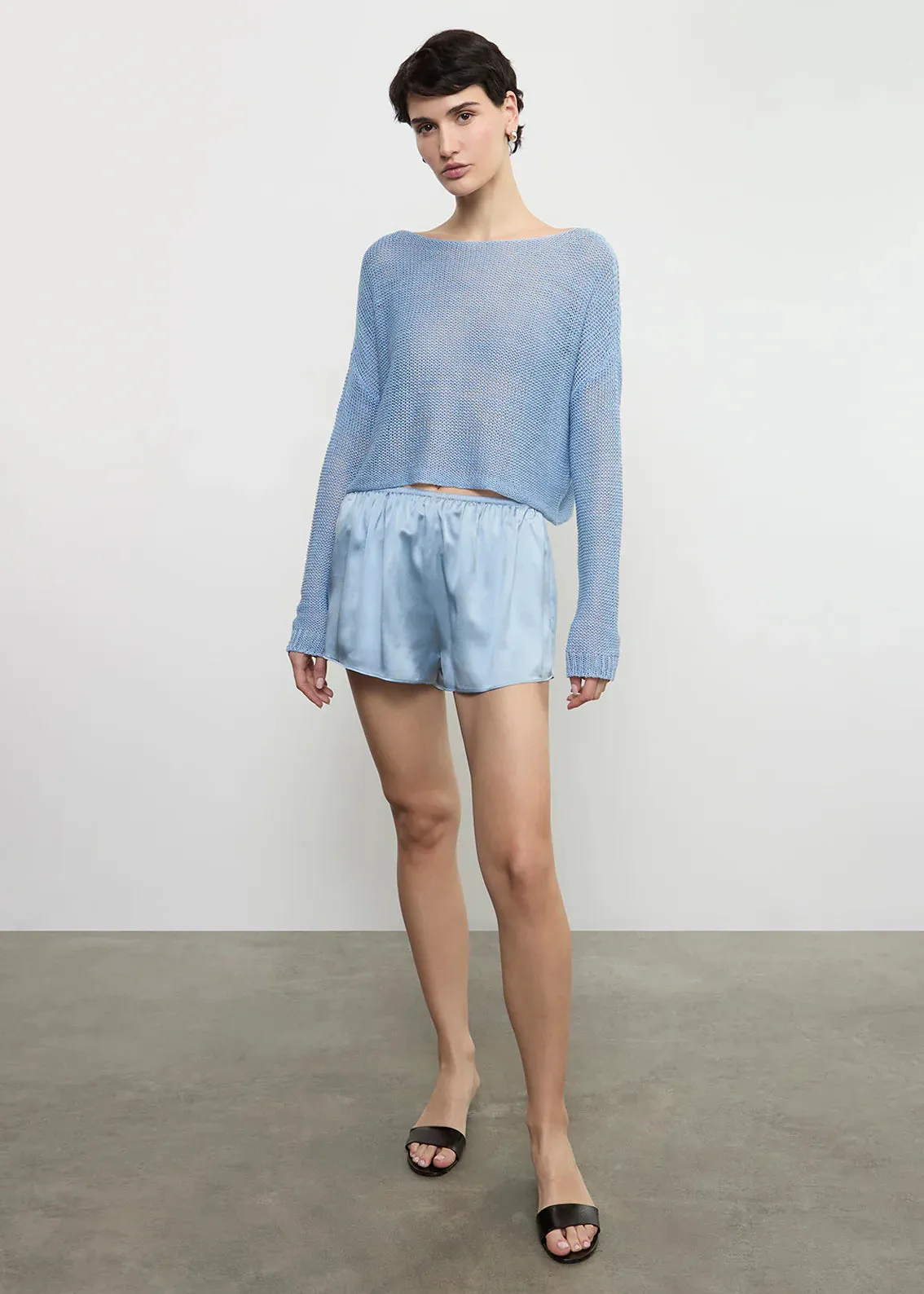 Enza Costa - Silk Slip Shorts - Sky sold by Jessie Boutique