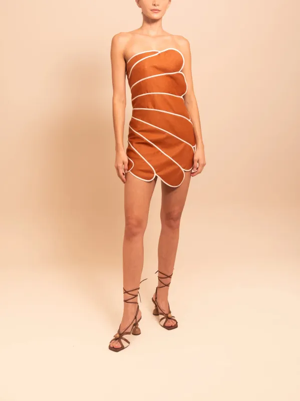 Azulu - Bloom Dress - Cognac sold by Jessie Boutique