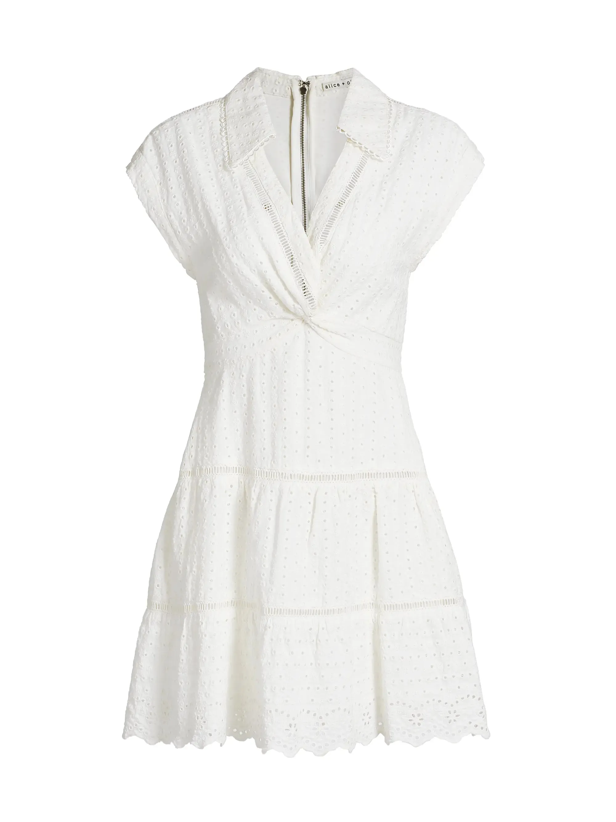Alice + Olivia - Mila Eyelet Mini Dress - White sold by Jessie Boutique