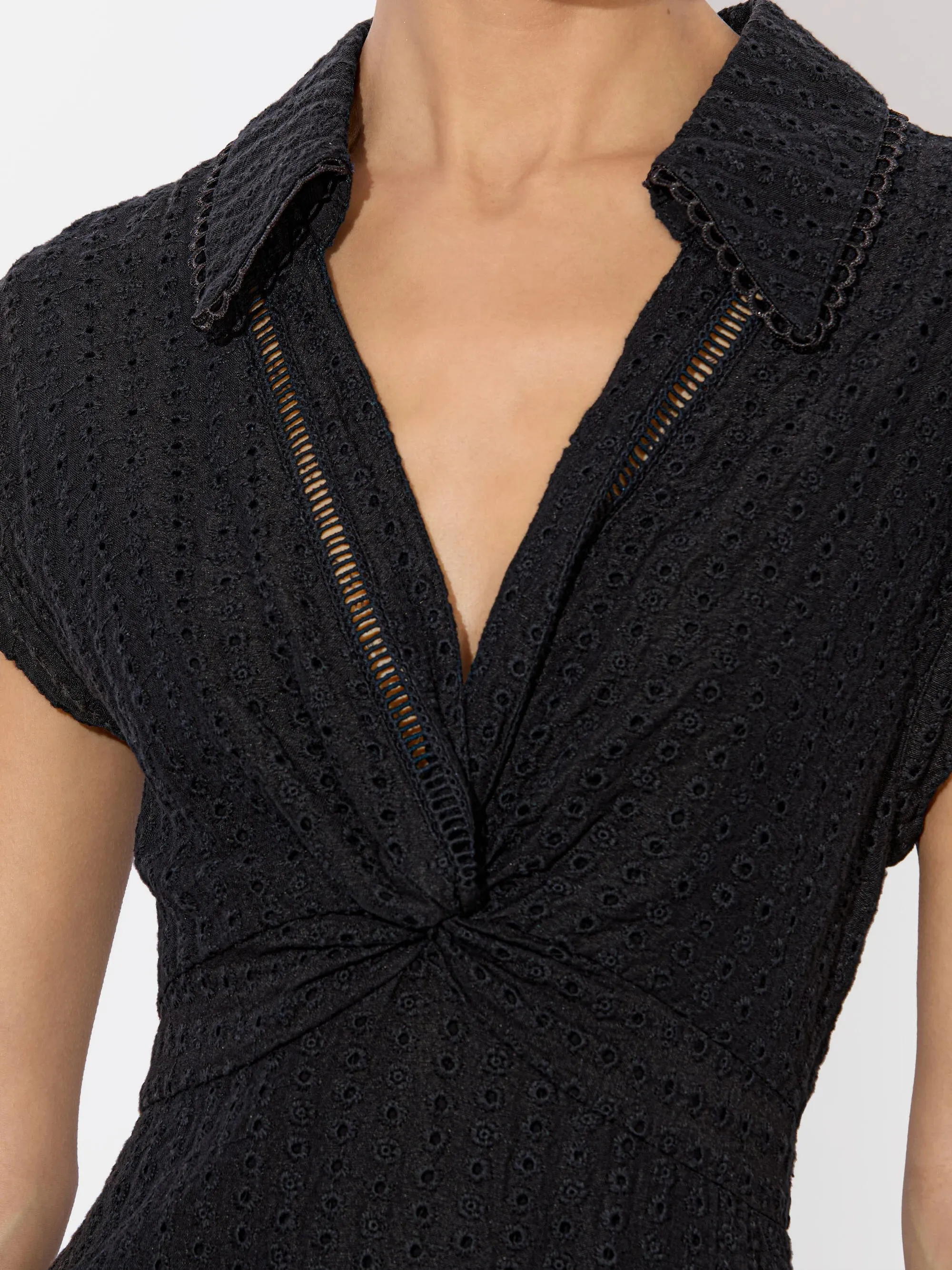 Alice + Olivia - Mila Eyelet Mini Dress - Black sold by Jessie Boutique product image thumbnail 2