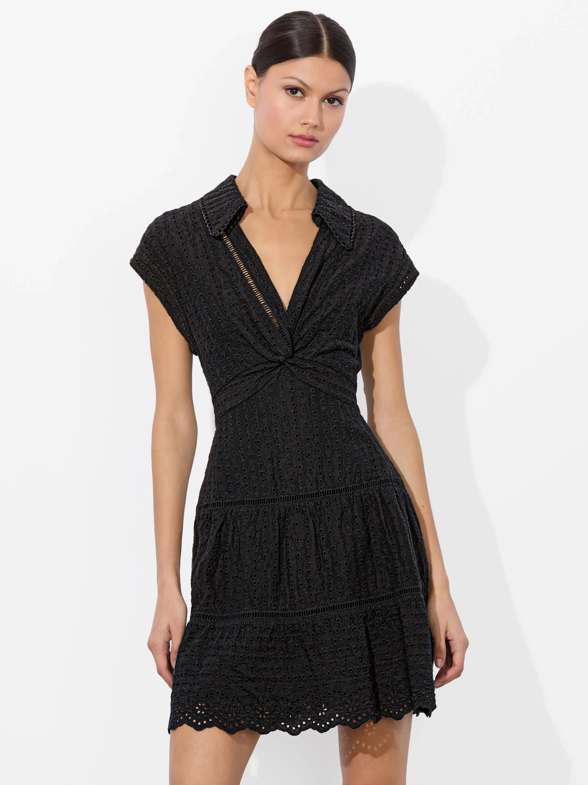 Alice + Olivia - Mila Eyelet Mini Dress - Black sold by Jessie Boutique product image thumbnail 4