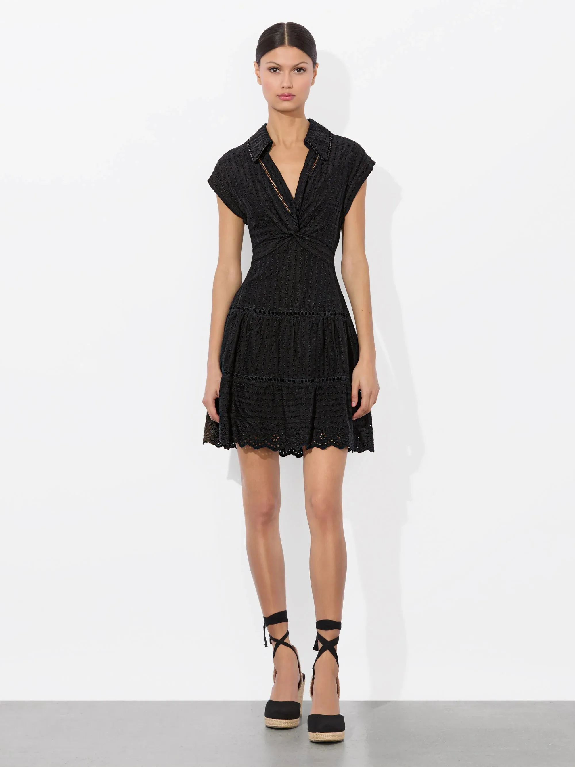 Alice + Olivia - Mila Eyelet Mini Dress - Black sold by Jessie Boutique