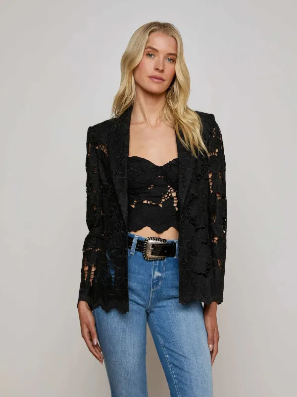 L’agence - Clementine Lace Blazer - Black sold by Jessie Boutique
