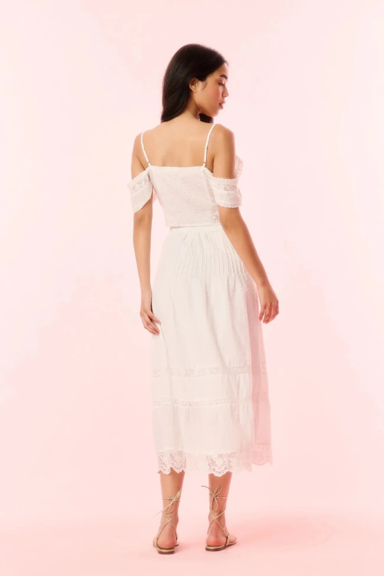 Loveshackfancy - Jenae Cotton Off-The-Shoulder Crop Top - Optic White sold by Jessie Boutique product image thumbnail 4