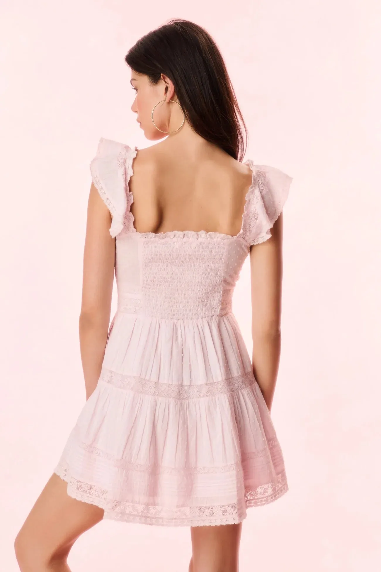 Loveshackfancy - Rietta Cotton Lace-Trimmed Mini Dress - Ballerina Pink sold by Jessie Boutique product image thumbnail 3