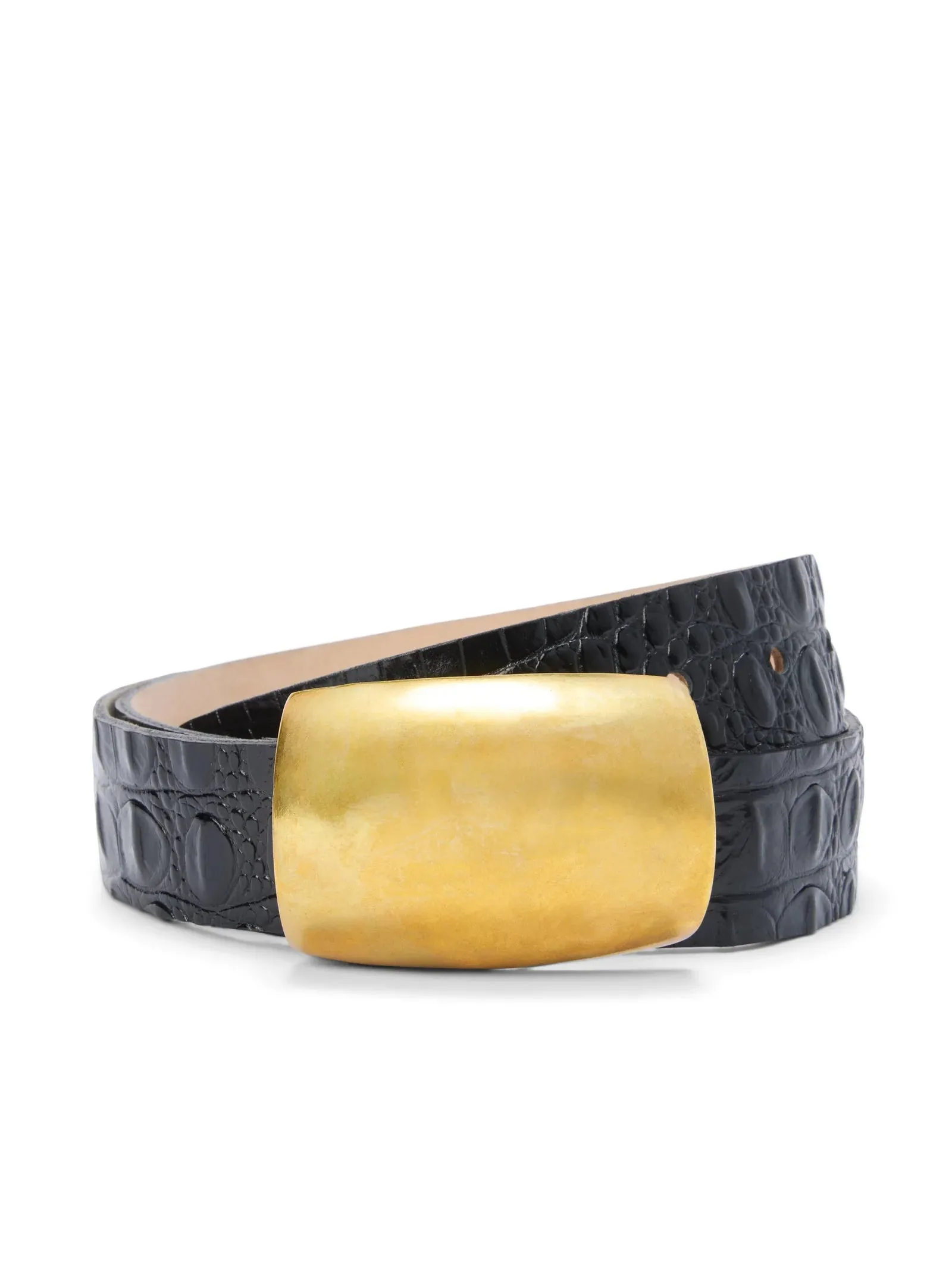 L'agence - Milou Belt - Black Croc Embossed/Gold sold by Jessie Boutique