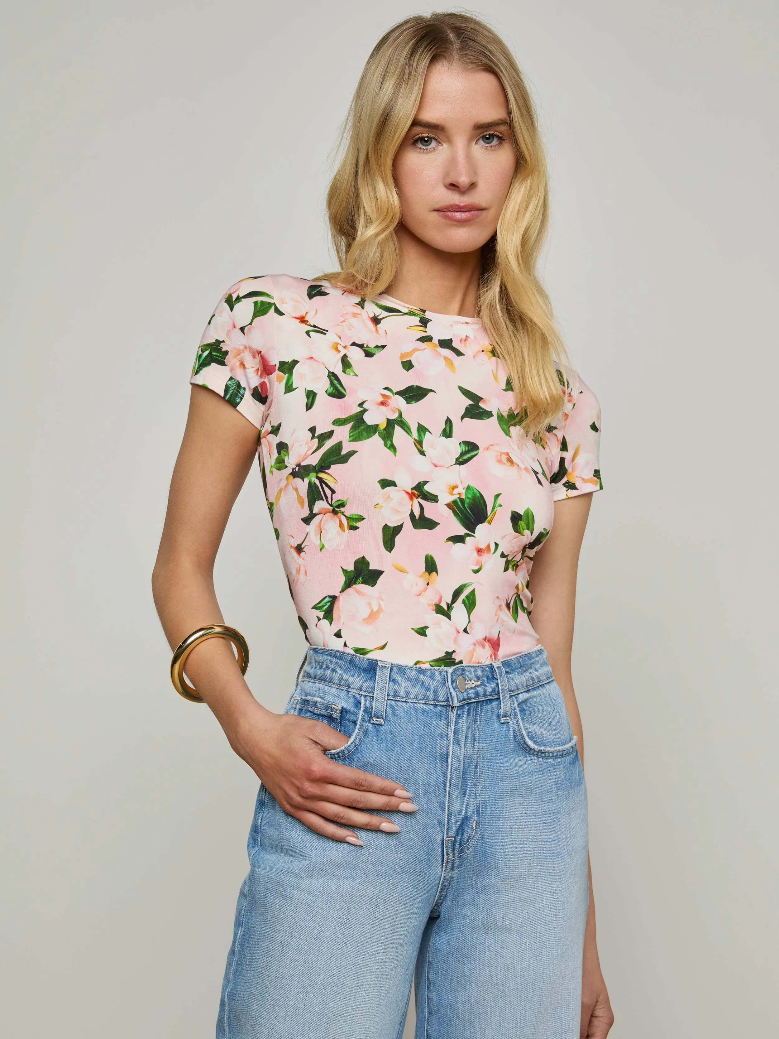 L'agence - Ressi Crew Neck - Pink Multi Magnolia Floral sold by Jessie Boutique