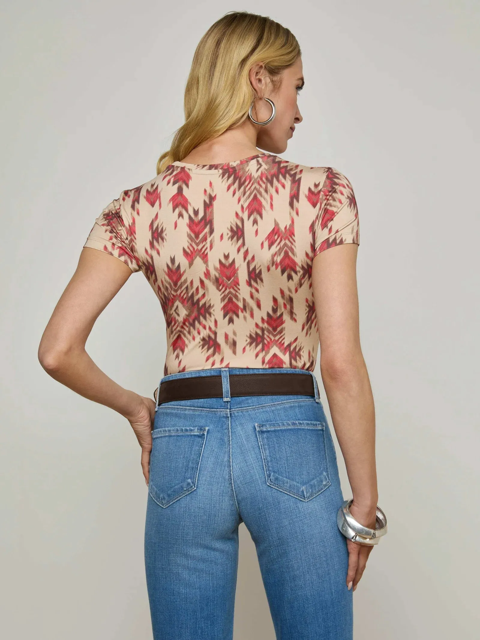L'agence - Ressi Crew Neck - Tan Multi Ganado Print sold by Jessie Boutique product image thumbnail 2