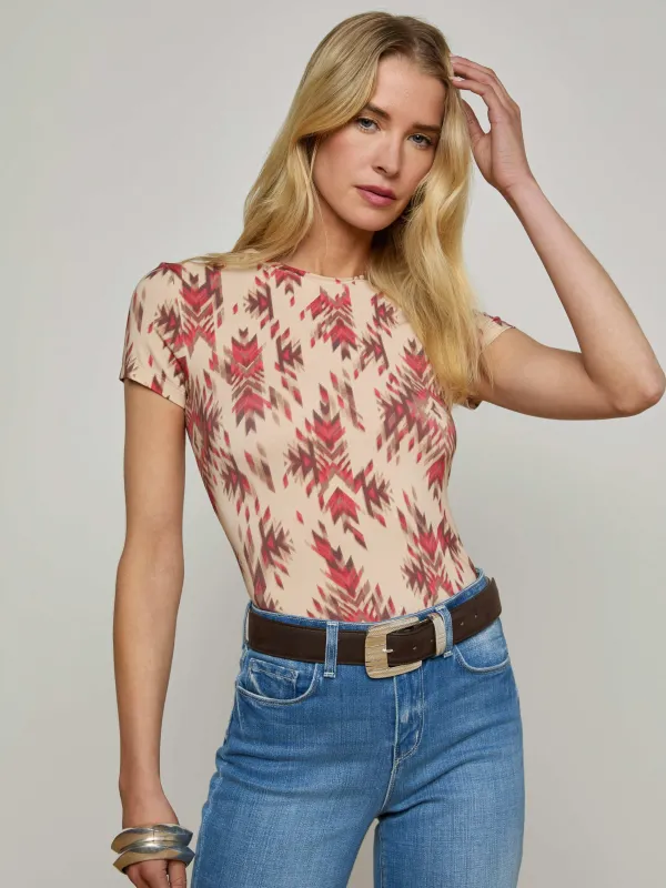 L'agence - Ressi Crew Neck - Tan Multi Ganado Print sold by Jessie Boutique