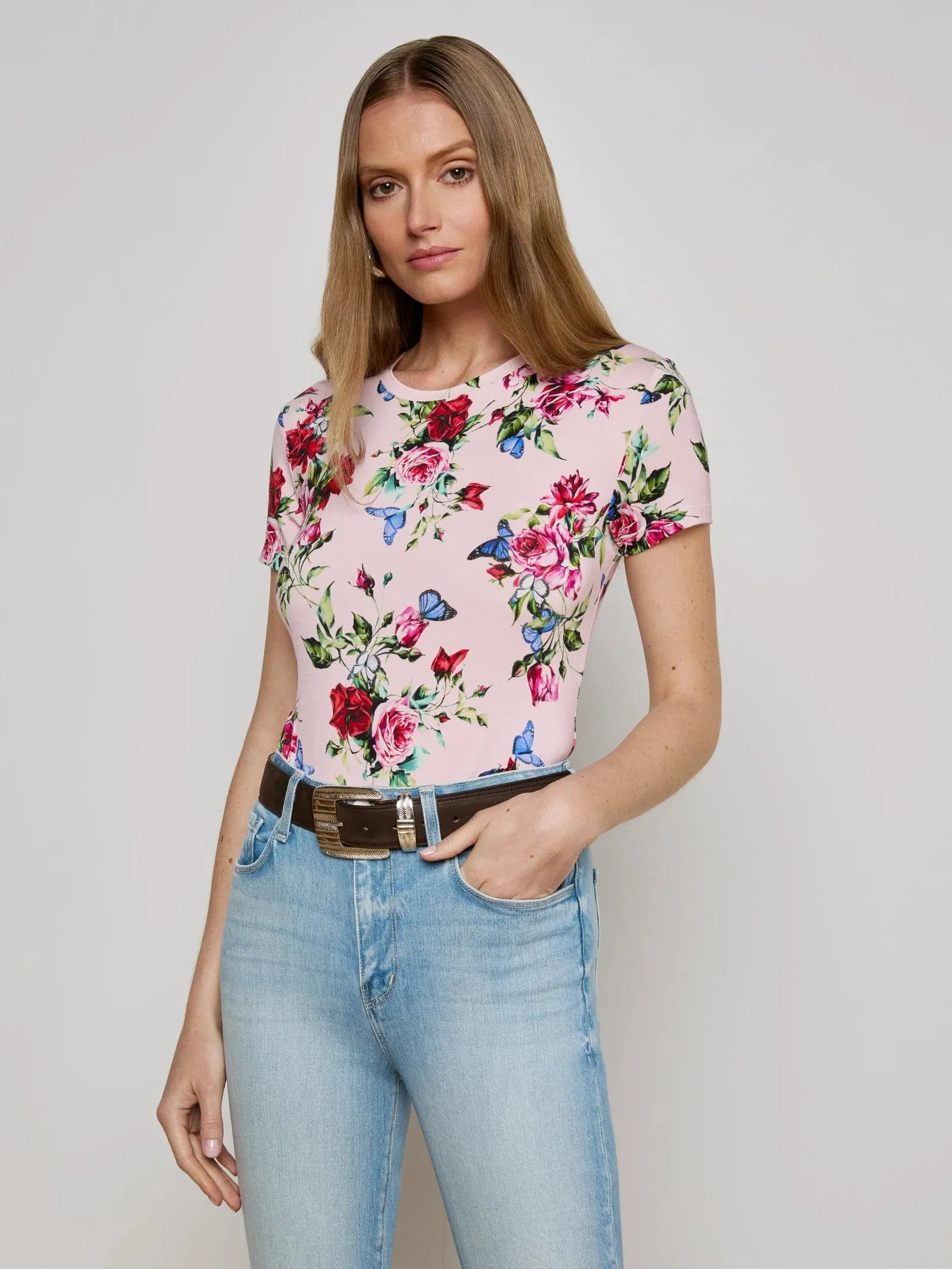 L'agence - Ressi Crew Neck - Light Pink Multi Femme Rose sold by Jessie Boutique