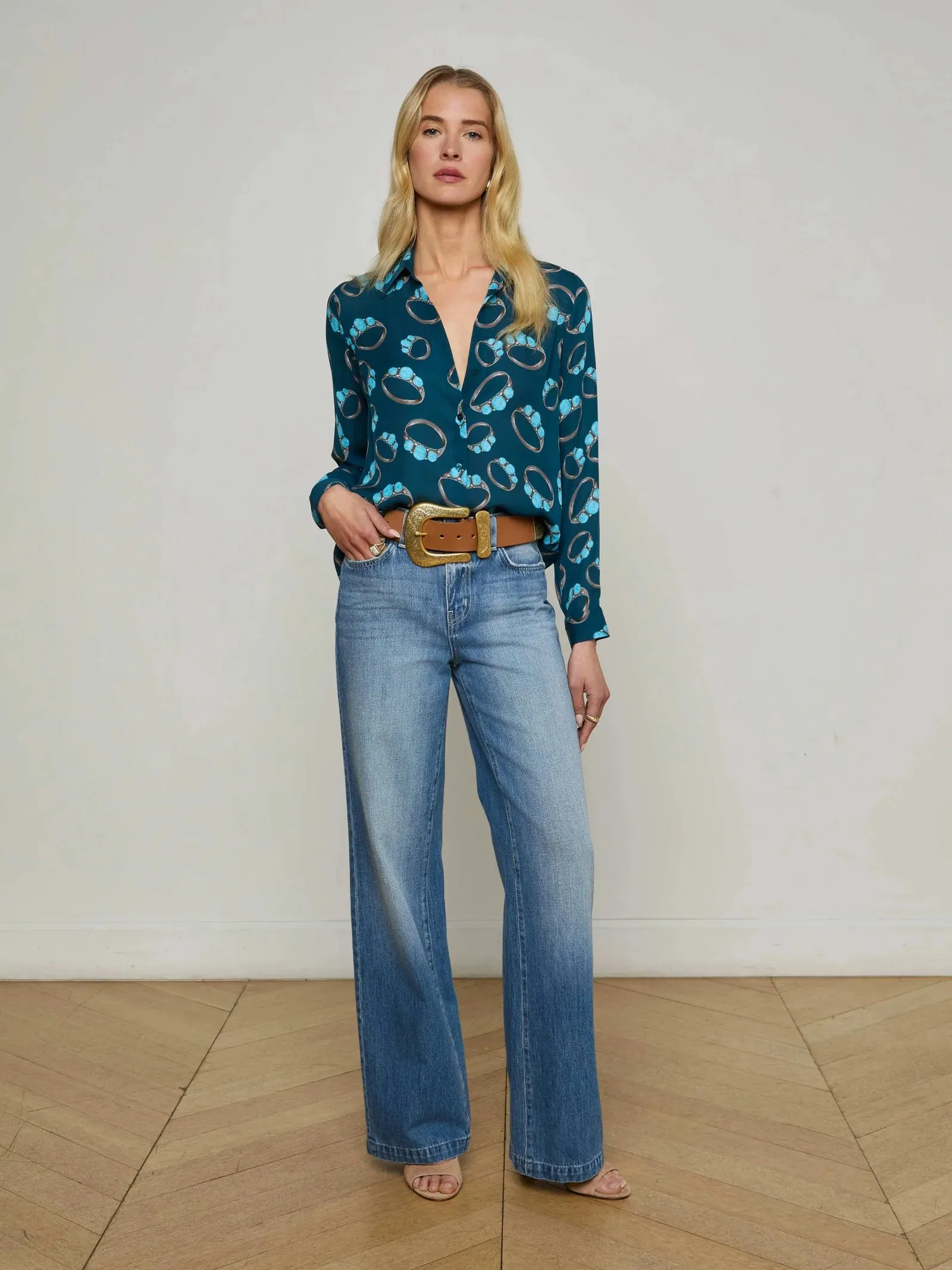 L’agence - Nina Blouse - Midnight Multi Turquoise Stone sold by Jessie Boutique product image thumbnail 2