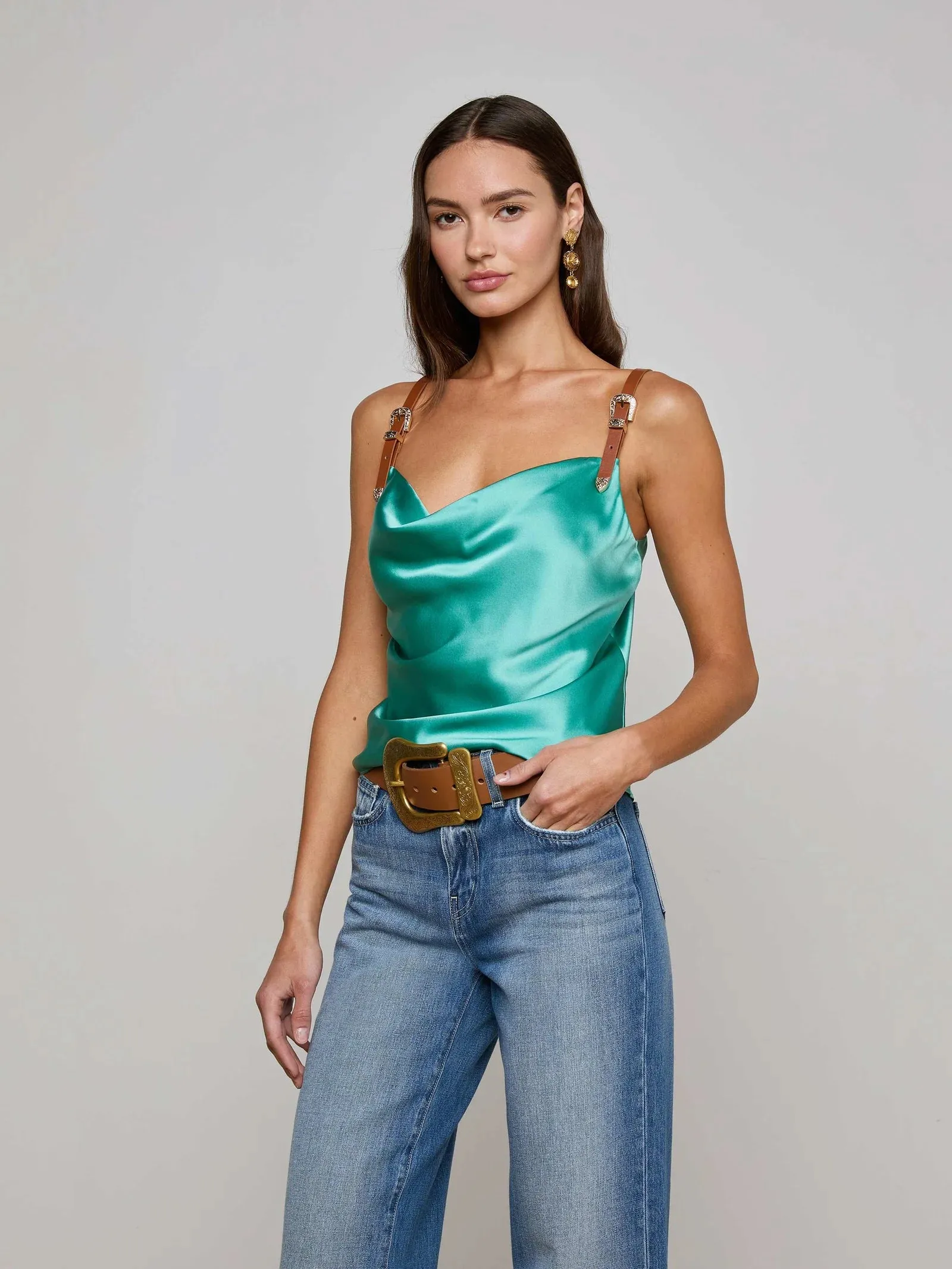 L'agence - Lux Silk Buckle-Strap Camisole - Sage Lagoon sold by Jessie Boutique product image thumbnail 2