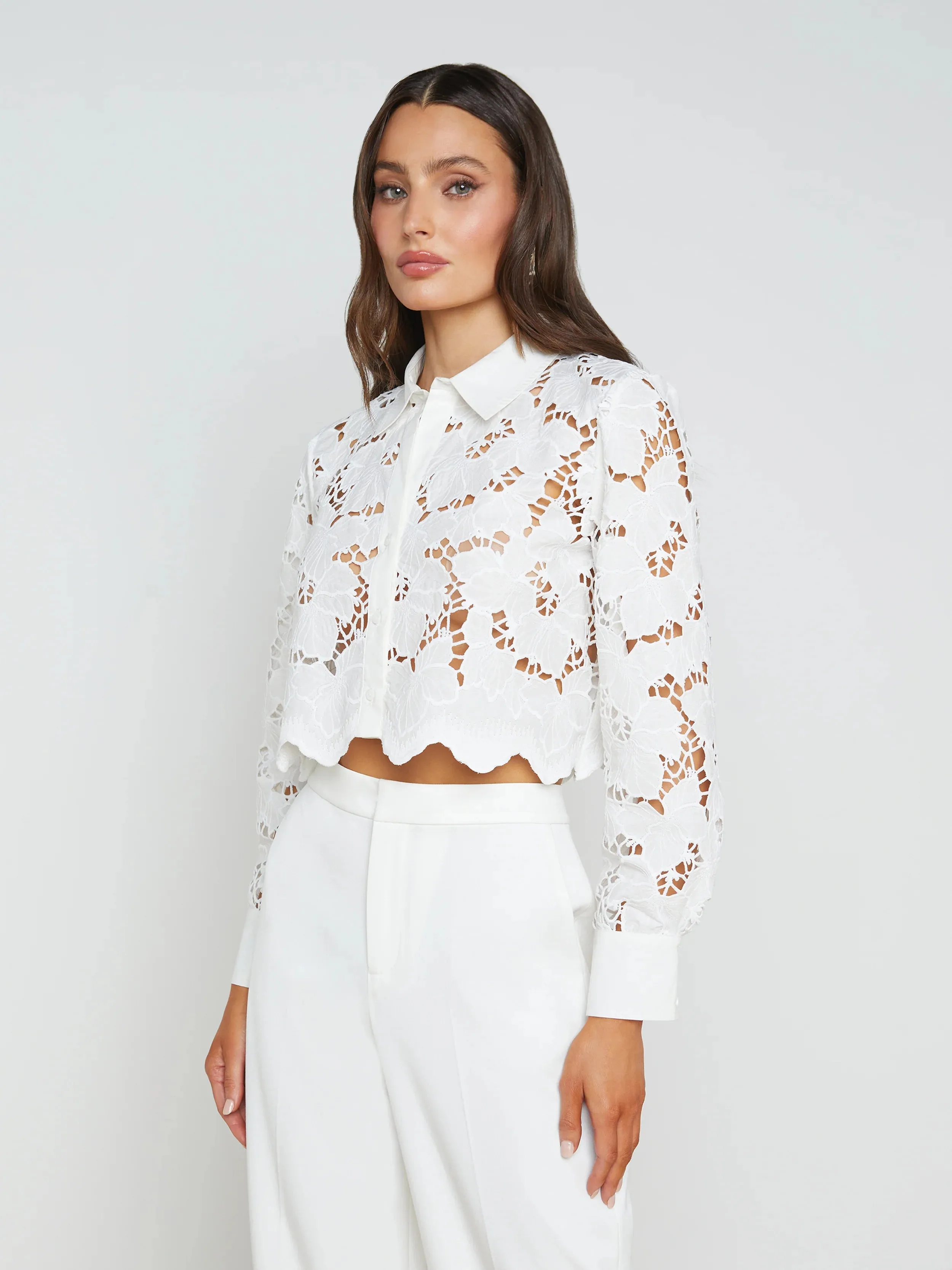 L’agence - Seychelle Lace Cropped Blouse - White" sold by Jessie Boutique product image thumbnail 2