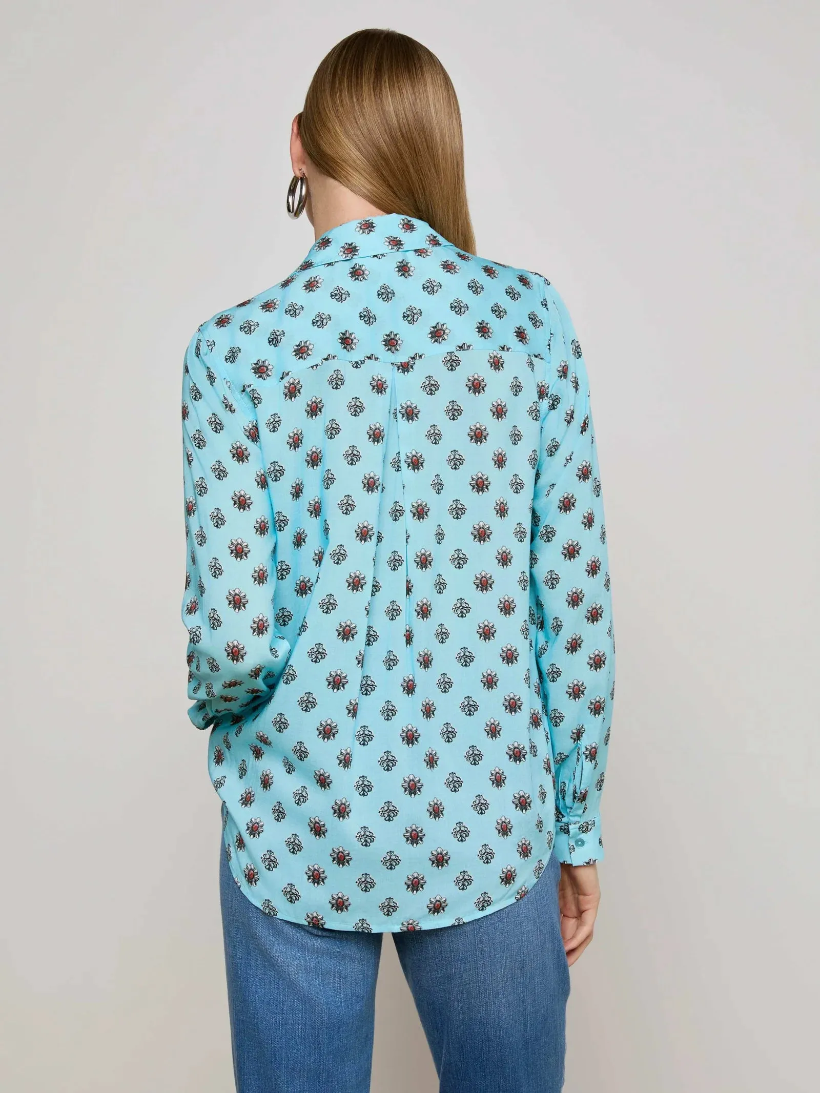 L'agence - Holly Blouse - Light Turquoise/Coral Stone Foula sold by Jessie Boutique product image thumbnail 3
