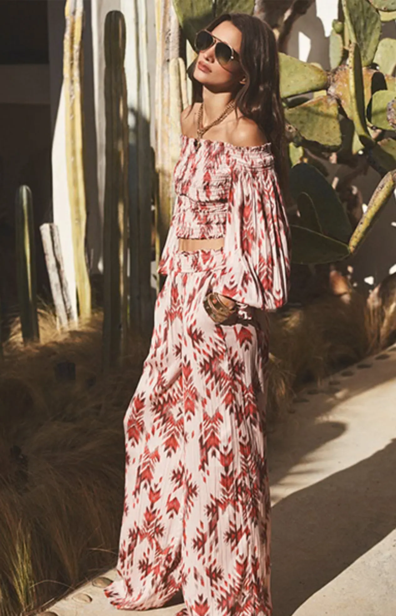 L’agence - Graciela Off-Shoulder Top - Tan Multi Ganado Print sold by Jessie Boutique product image thumbnail 2