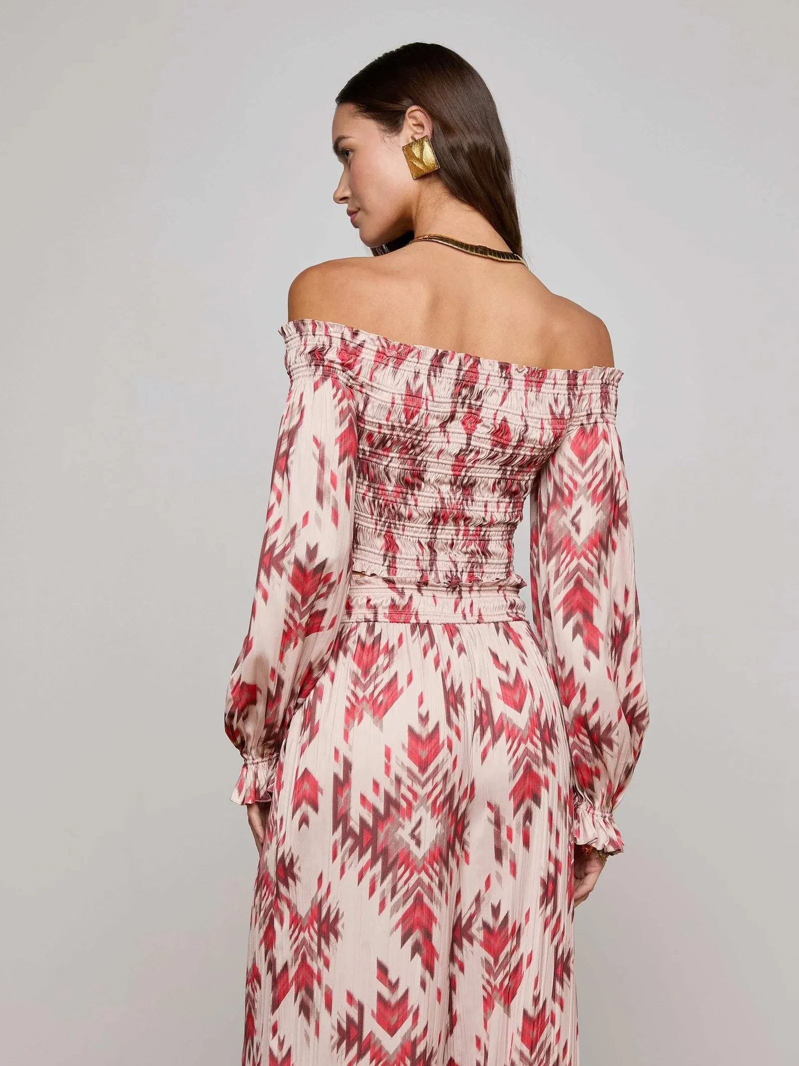 L’agence - Graciela Off-Shoulder Top - Tan Multi Ganado Print sold by Jessie Boutique product image thumbnail 3