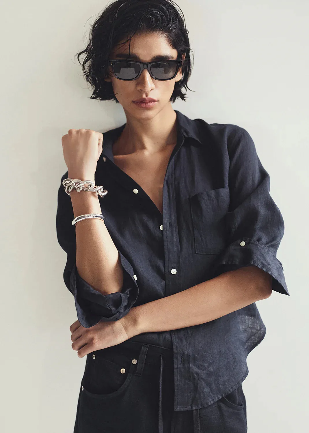 Citizens of Humanity - Kayla Shrunken Linen Shirt - True Navy sold by Jessie Boutique product image thumbnail 2