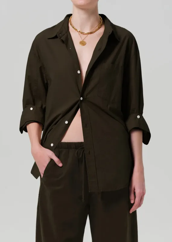 Citizens of Humanity - Kayla Shrunken Linen Shirt - Dark Olive sold by Jessie Boutique