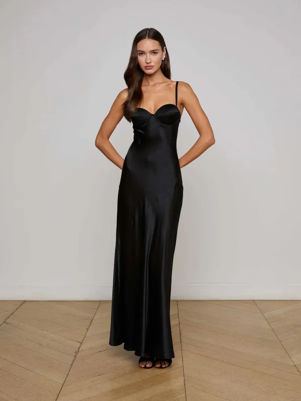 L’agence - Sayla Silk Gown - Black sold by Jessie Boutique