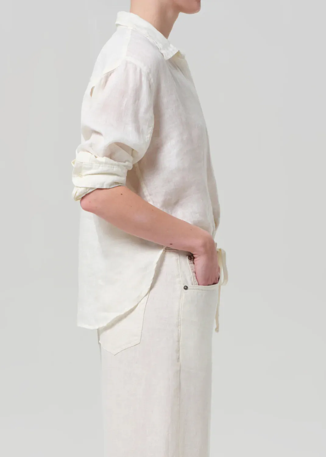 Citizens of Humanity - Kayla Shrunken Linen Shirt - Vanilla sold by Jessie Boutique product image thumbnail 3