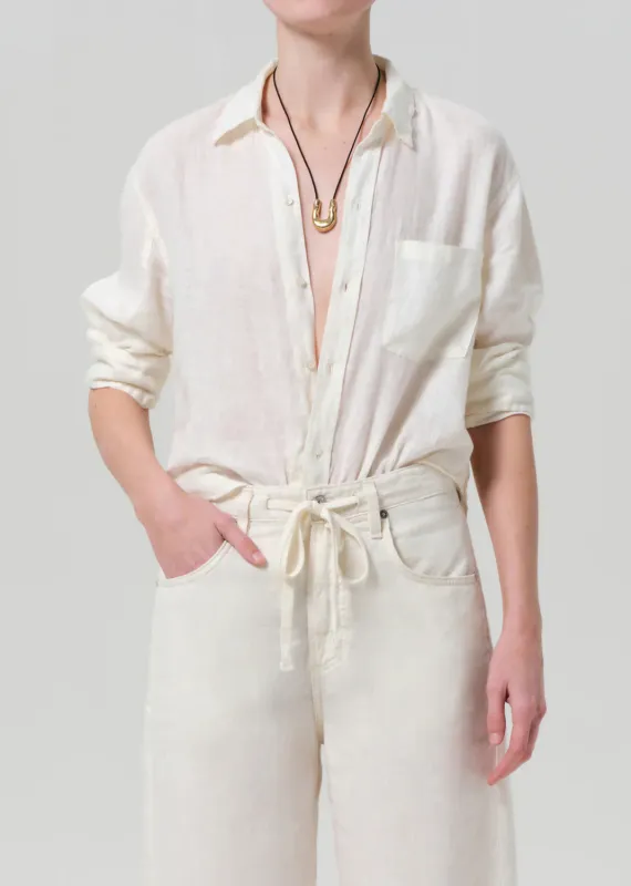 Citizens of Humanity - Kayla Shrunken Linen Shirt - Vanilla sold by Jessie Boutique