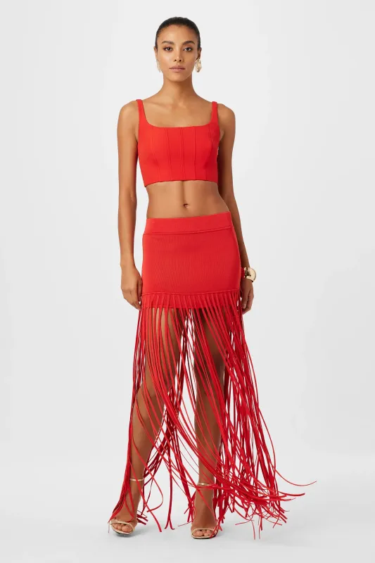 Toccin - Carlyle Fringe Mini Skirt - Poppy made by Toccin