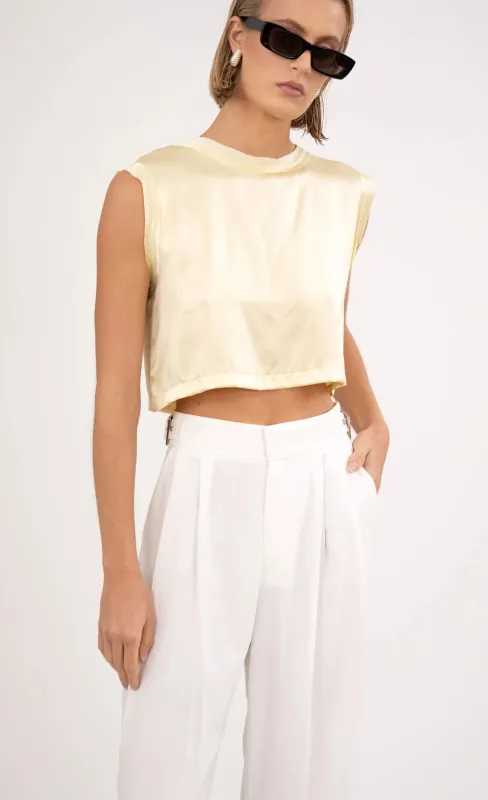 Nonchalant - Mel Crop - Pale Yellow sold by Jessie Boutique