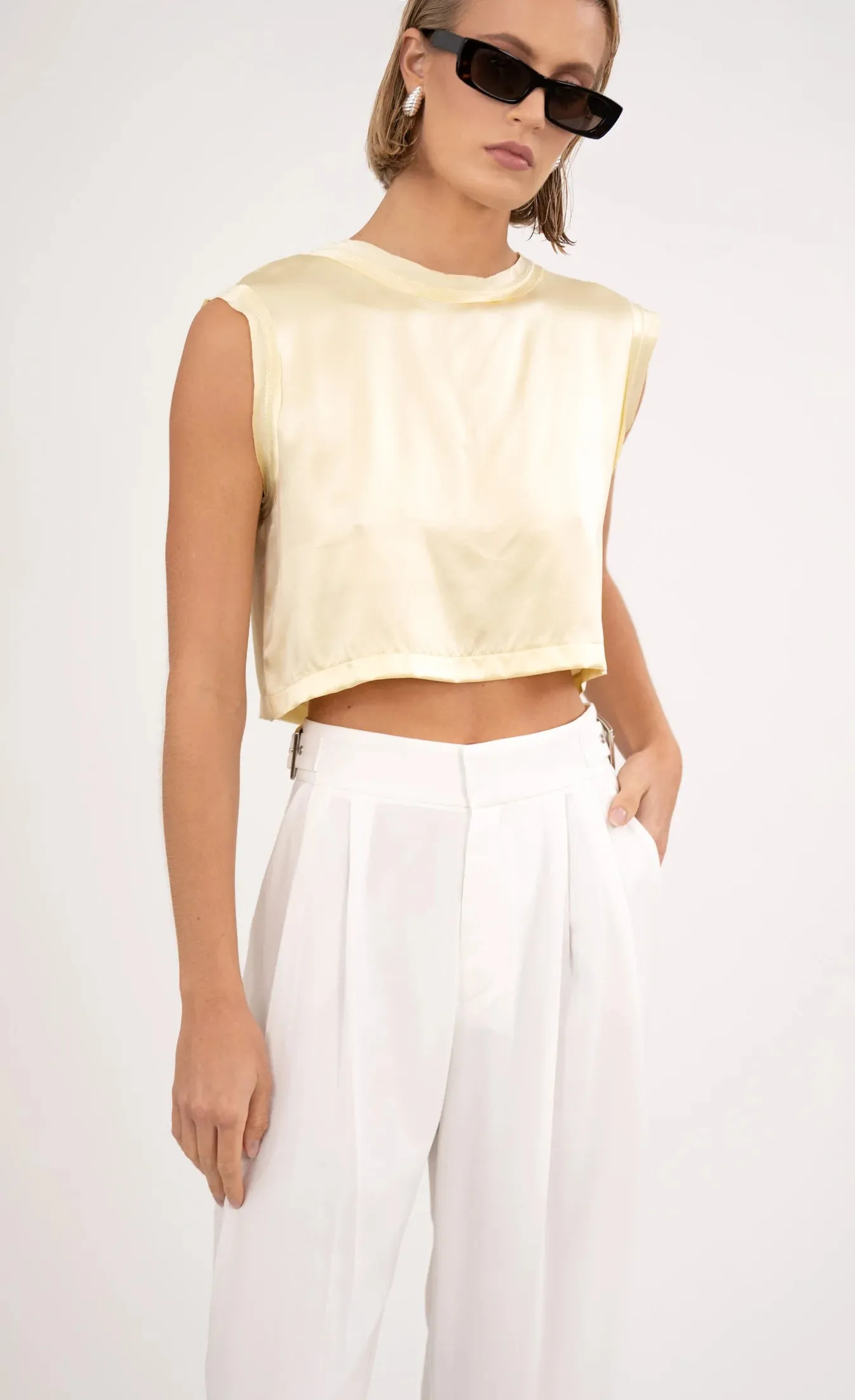 Nonchalant - Mel Crop - Pale Yellow sold by Jessie Boutique