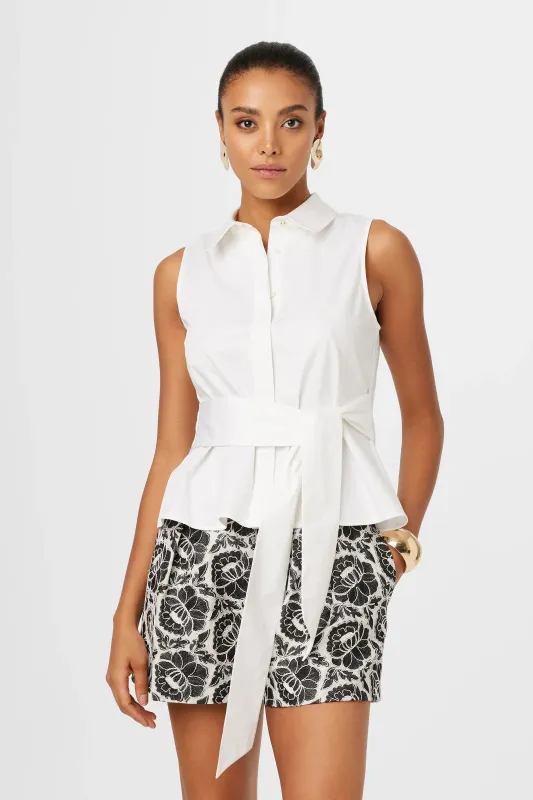 Toccin - Katherine Sleveless Tie Front Top - Optic sold by Jessie Boutique