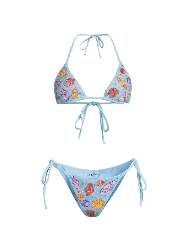 Oceanus - Daphne Sea Embellished Bikini - Blue sold by Jessie Boutique