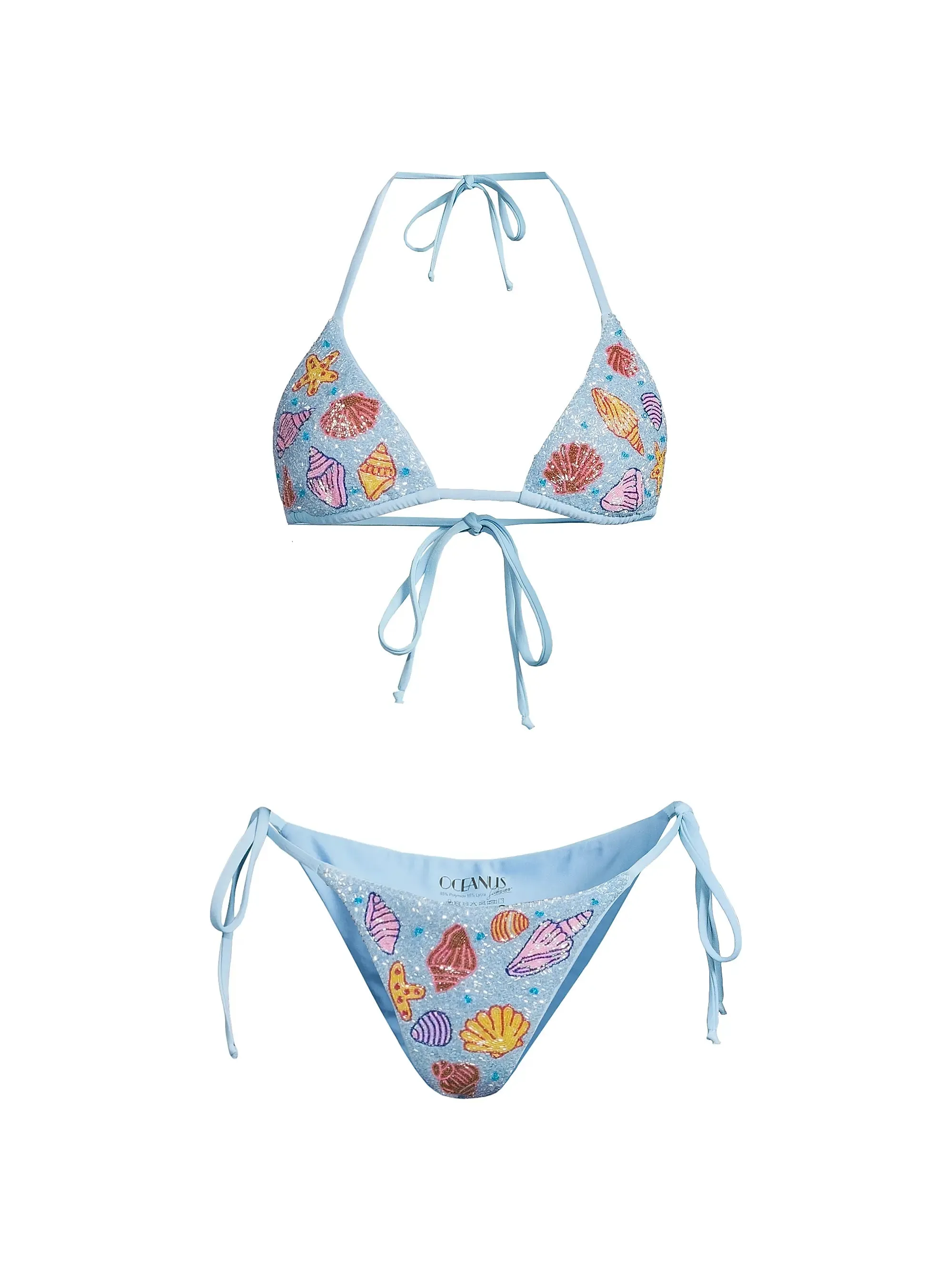 Oceanus - Daphne Sea Embellished Bikini - Blue sold by Jessie Boutique