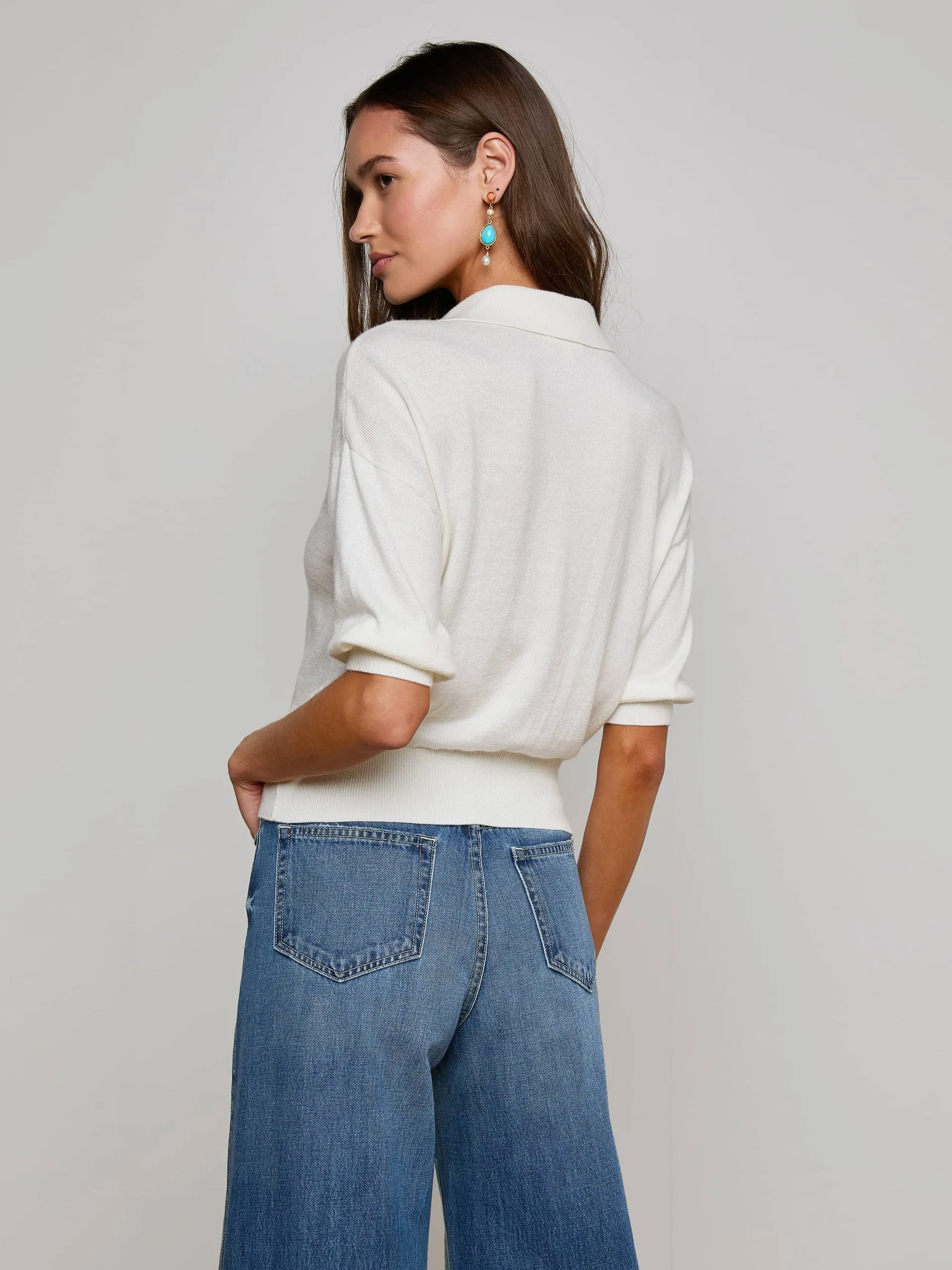 L'agence - Masaki Sweater - White/Turquoise sold by Jessie Boutique product image thumbnail 3