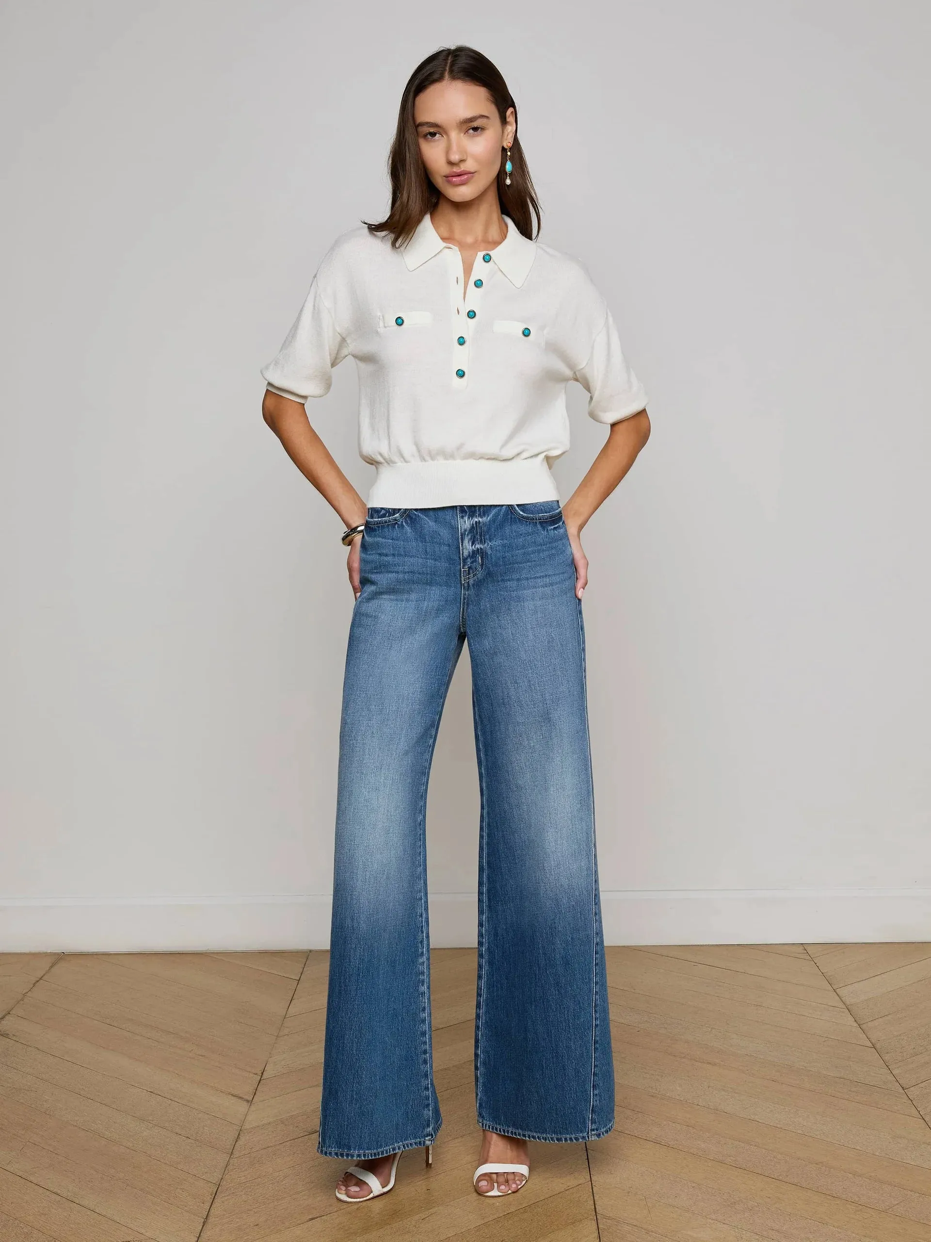 L'agence - Masaki Sweater - White/Turquoise sold by Jessie Boutique product image thumbnail 2