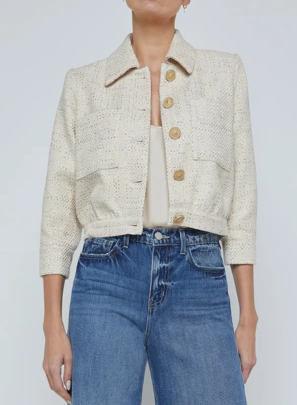 L'agence - Jia Crop Jacket - Ecru Multi Color sold by Jessie Boutique