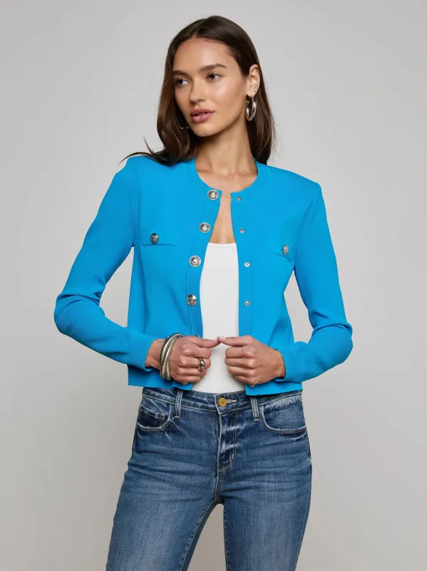 L'agence - Toulouse Cardigan - Dresden Blue/Nickel sold by Jessie Boutique