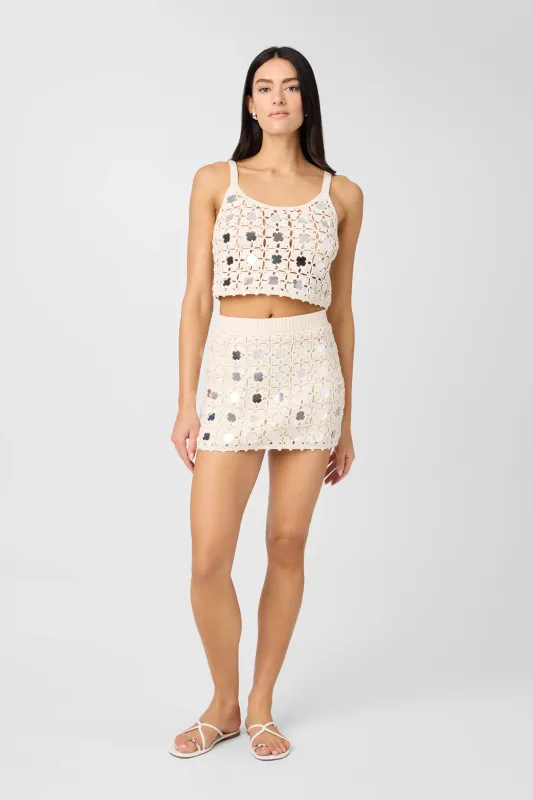 Toccin - Kendra Mirror Crochet Skirt - Ivory sold by Jessie Boutique