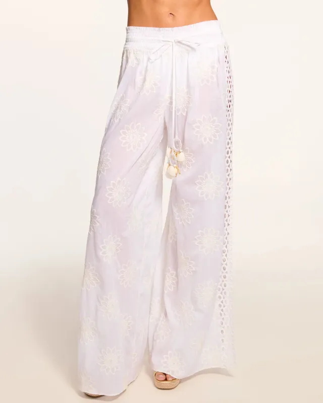 Ramy Brook - Milan Wide Leg Coverup Pant - White Floral sold by Jessie Boutique