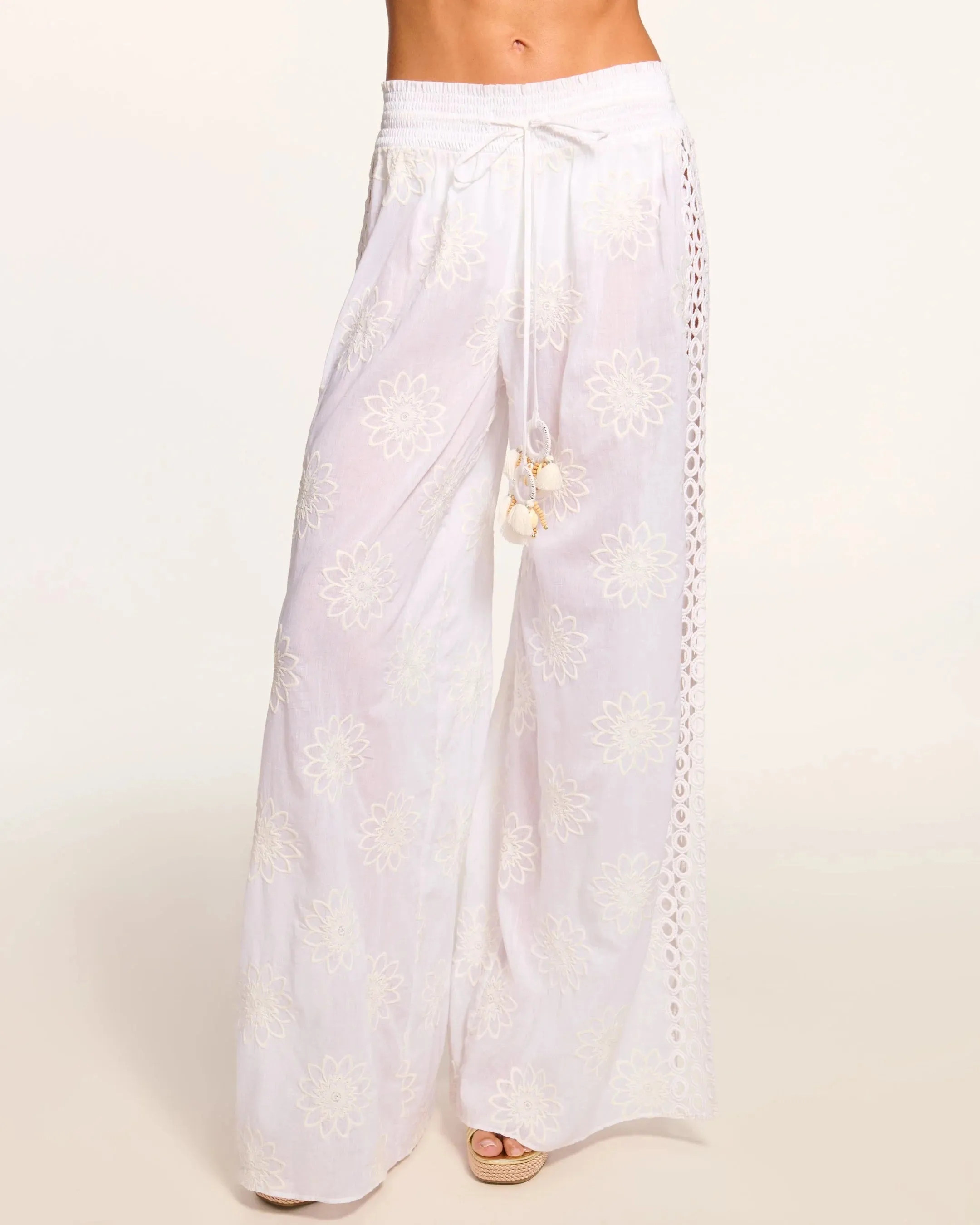Ramy Brook - Milan Wide Leg Coverup Pant - White Floral sold by Jessie Boutique
